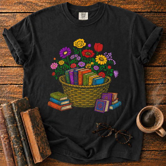 Blooming Basket of Books T-Shirt