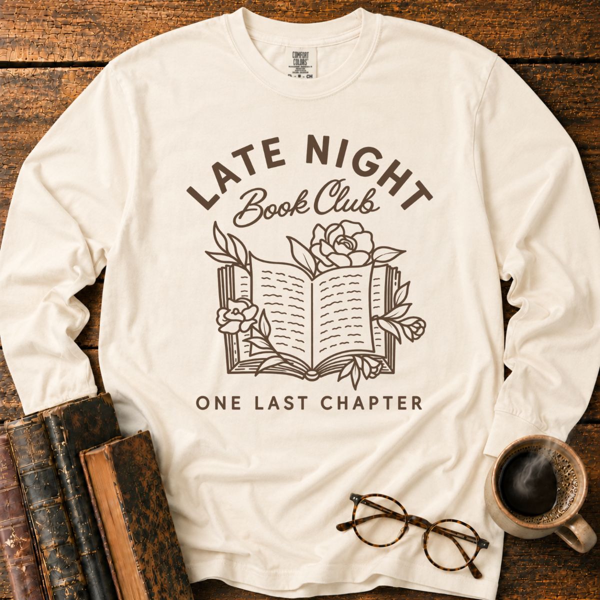 Late Night Book Club Floral LS T-Shirt