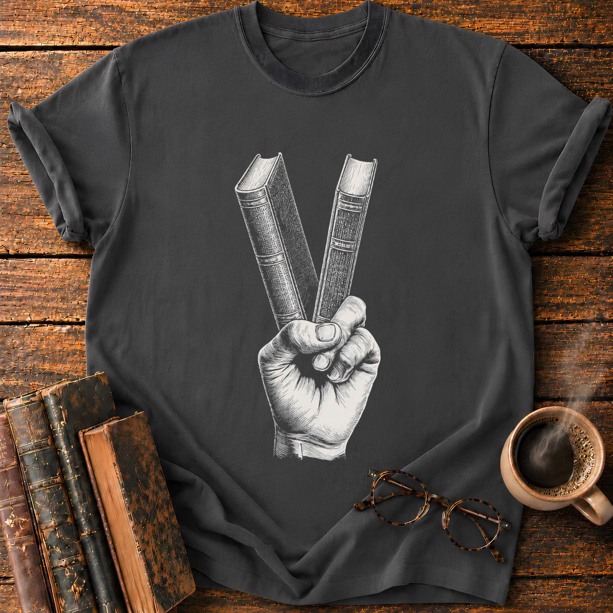 Peace Sign with Books T-Shirt