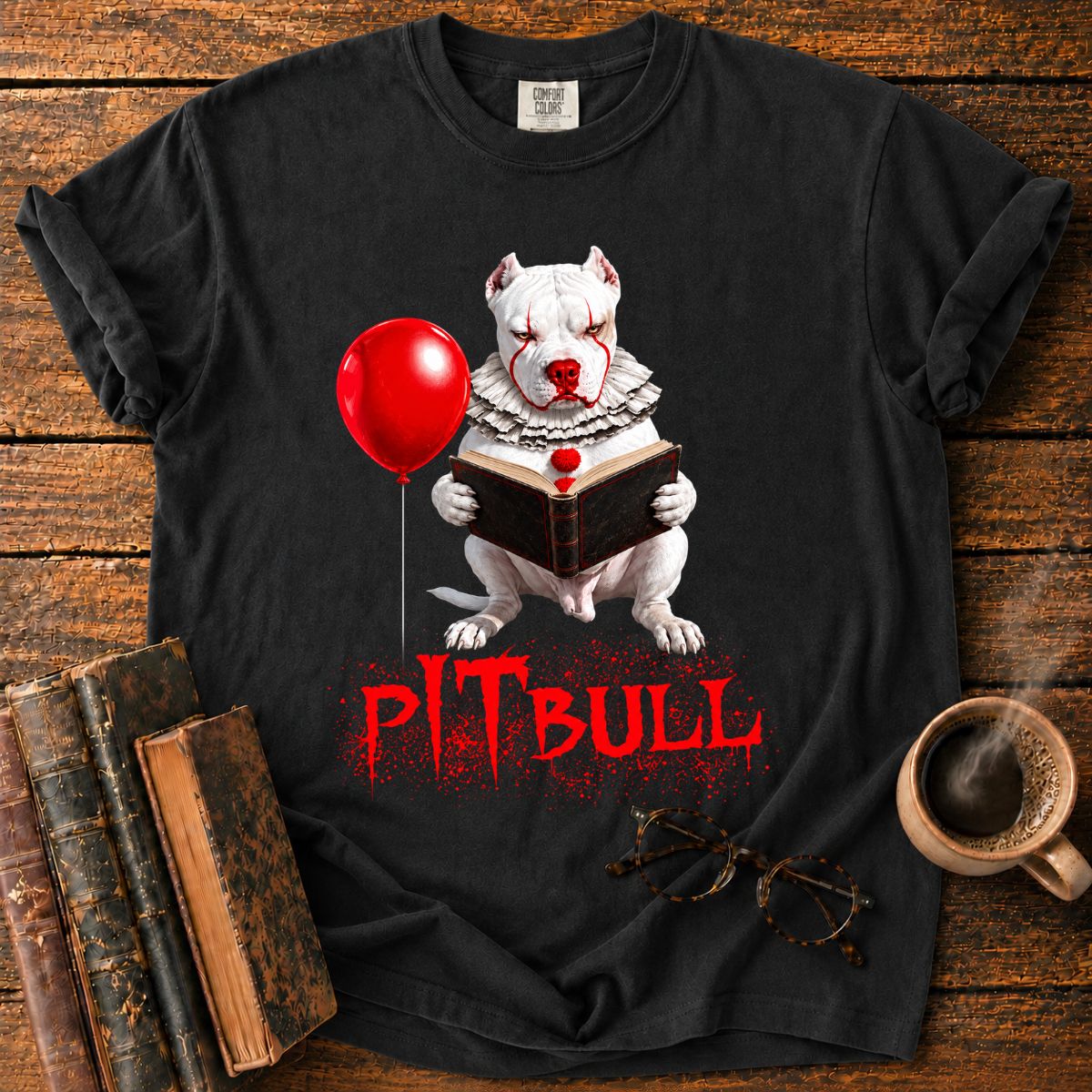 Pitbull Reading a Vintage Book T-Shirt