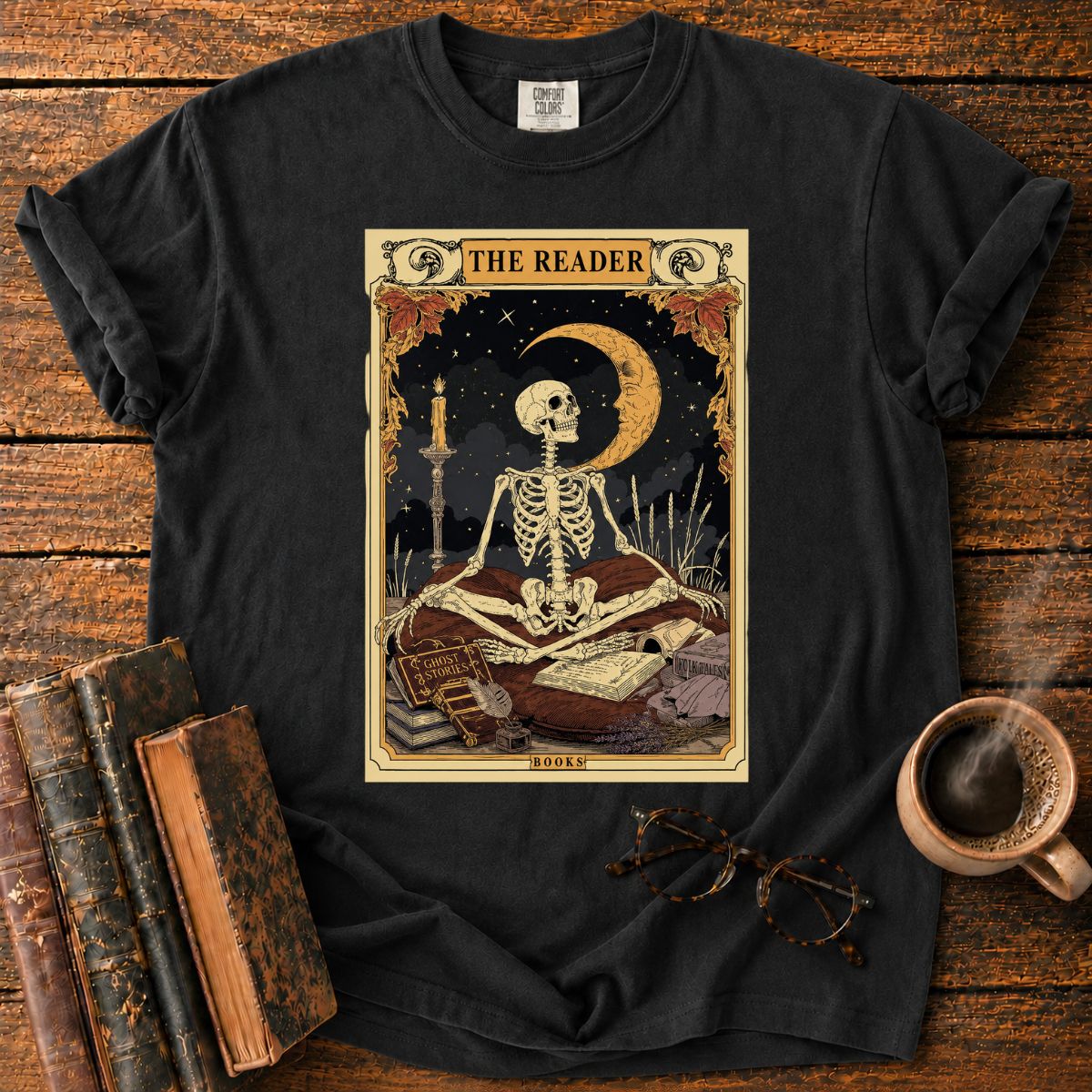 The Reader_ A Moonlit Literary Tarot T-Shirt