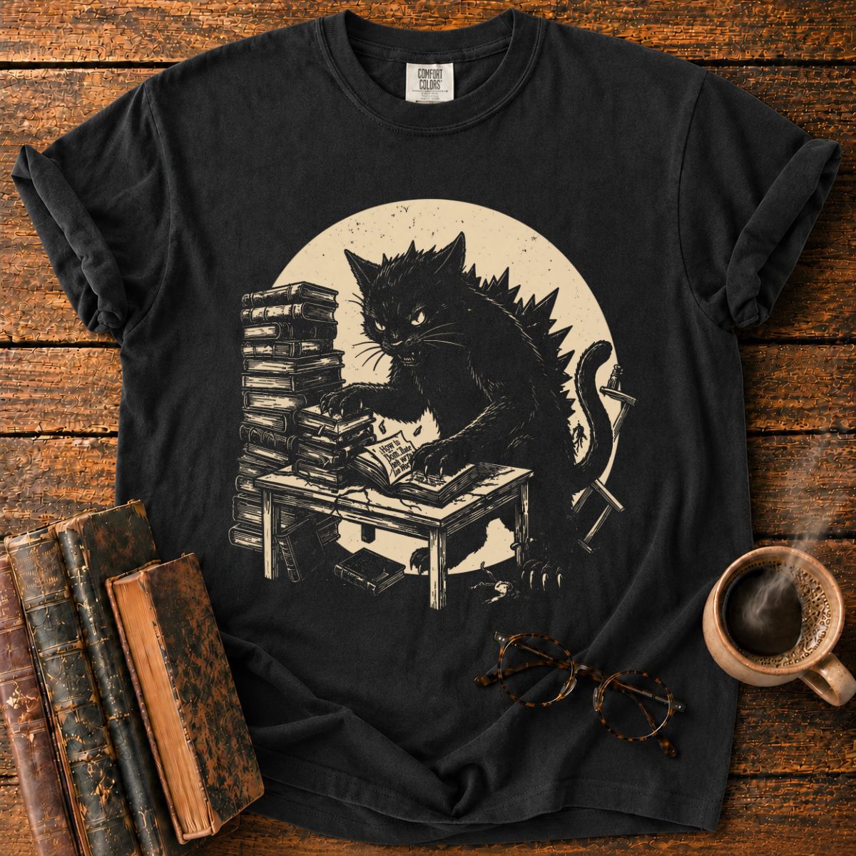 Kaiju Cat’s Evil Reading Room T-Shirt