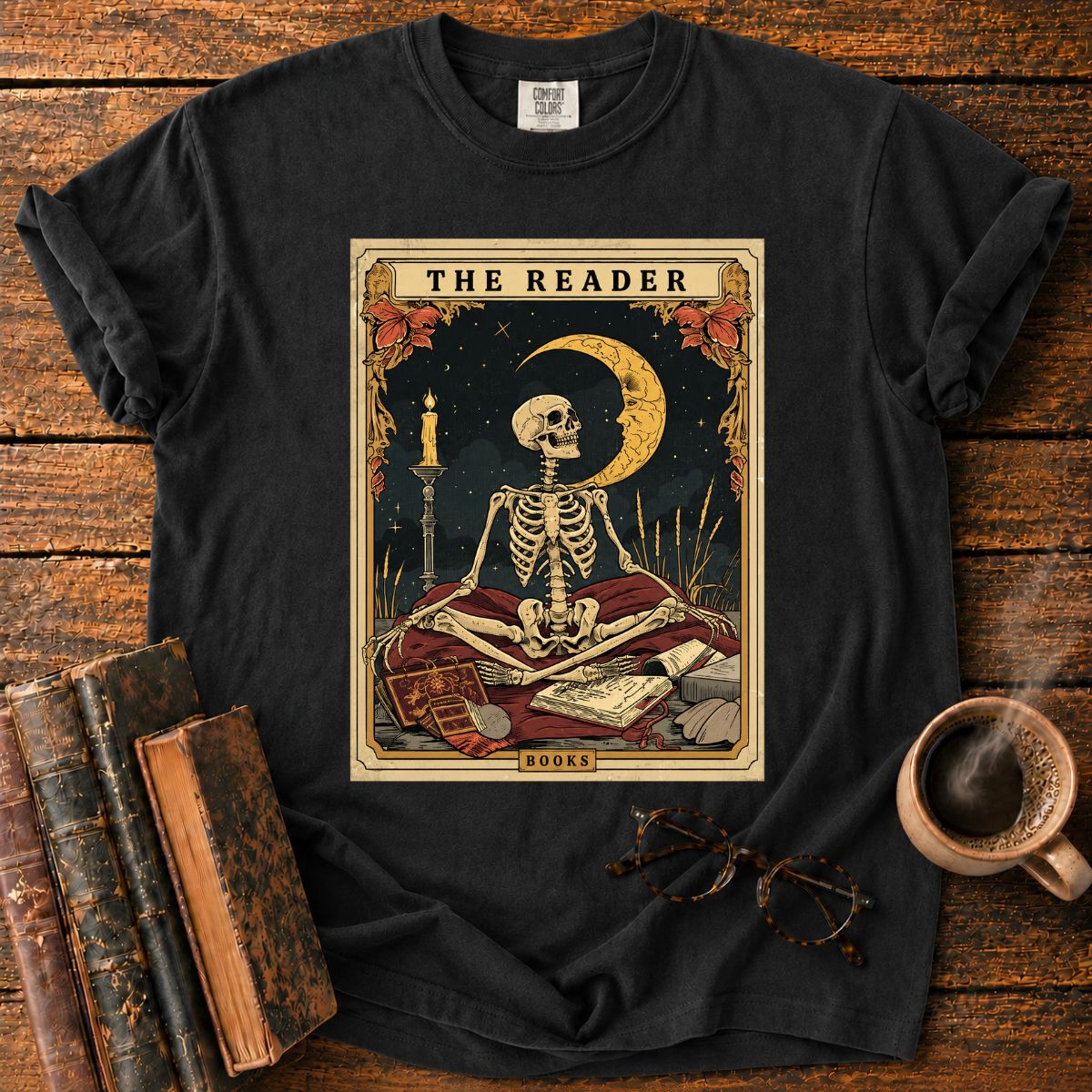 Skeleton Tarot Card Book Lover T-Shirt
