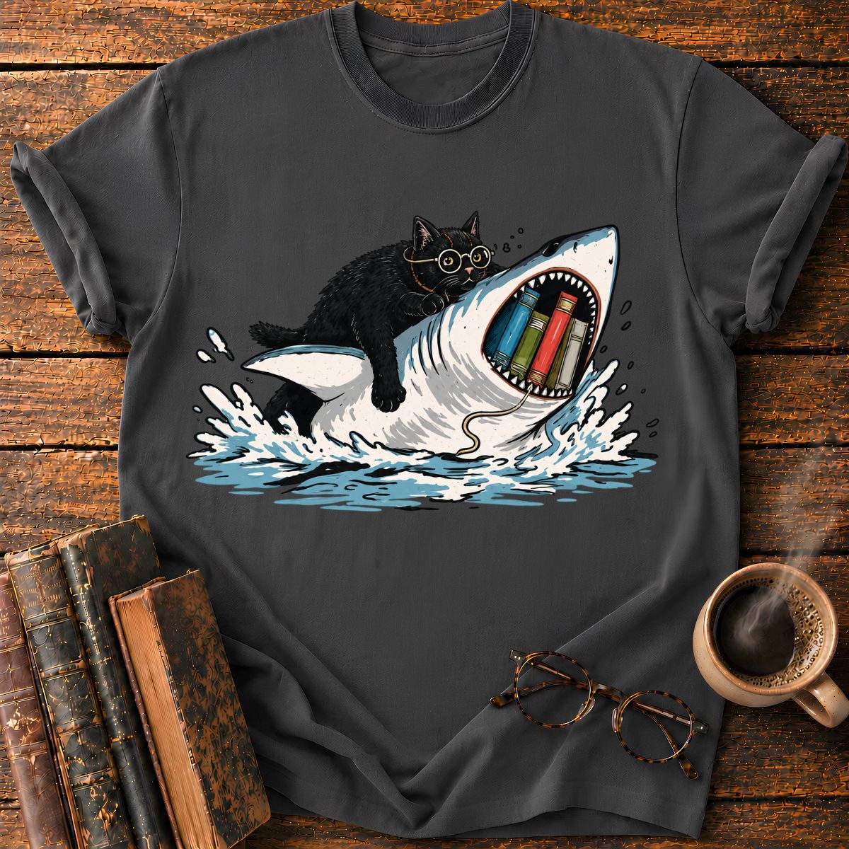 Cat Rides a Shark T-Shirt