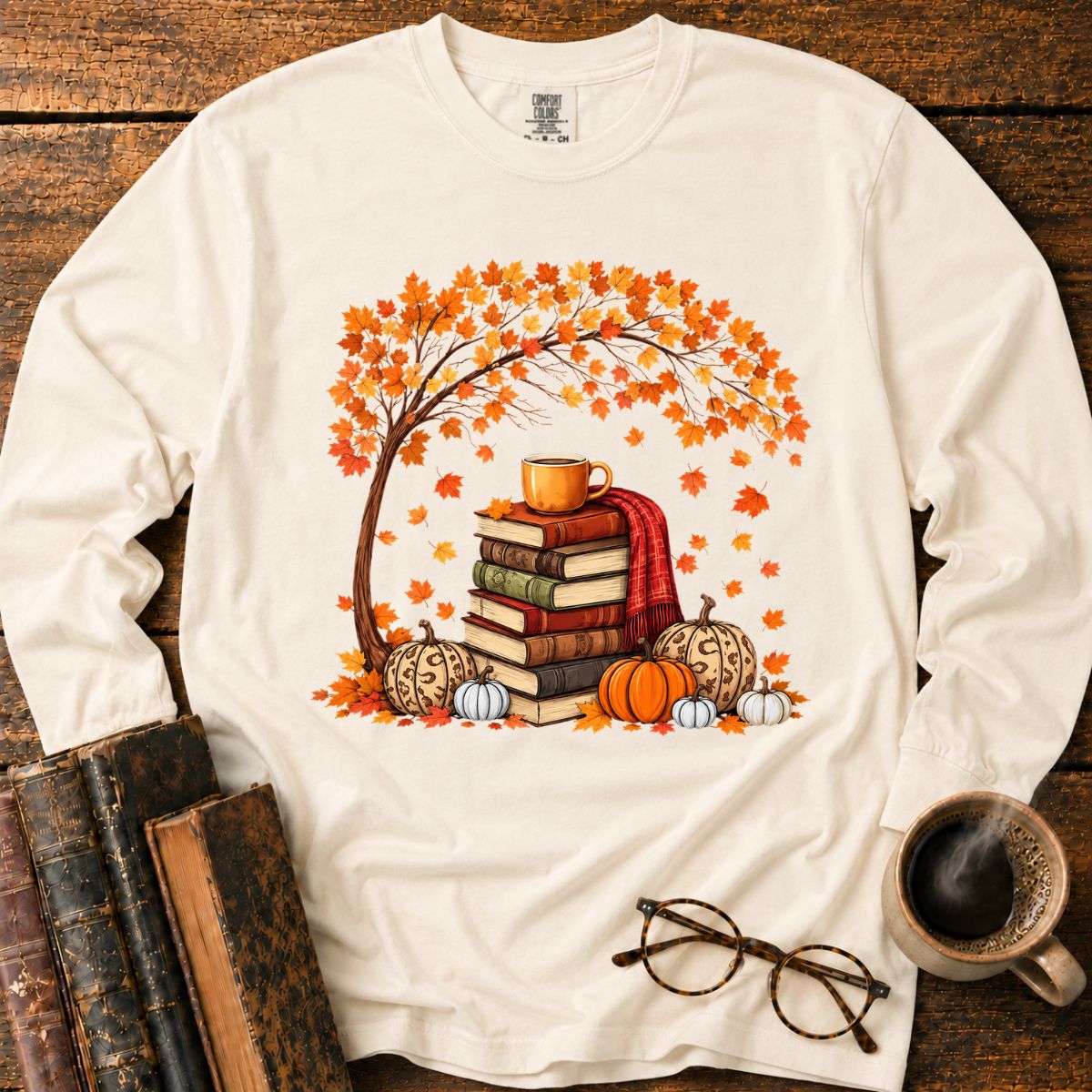 Autumn Book Stack LS T-Shirt