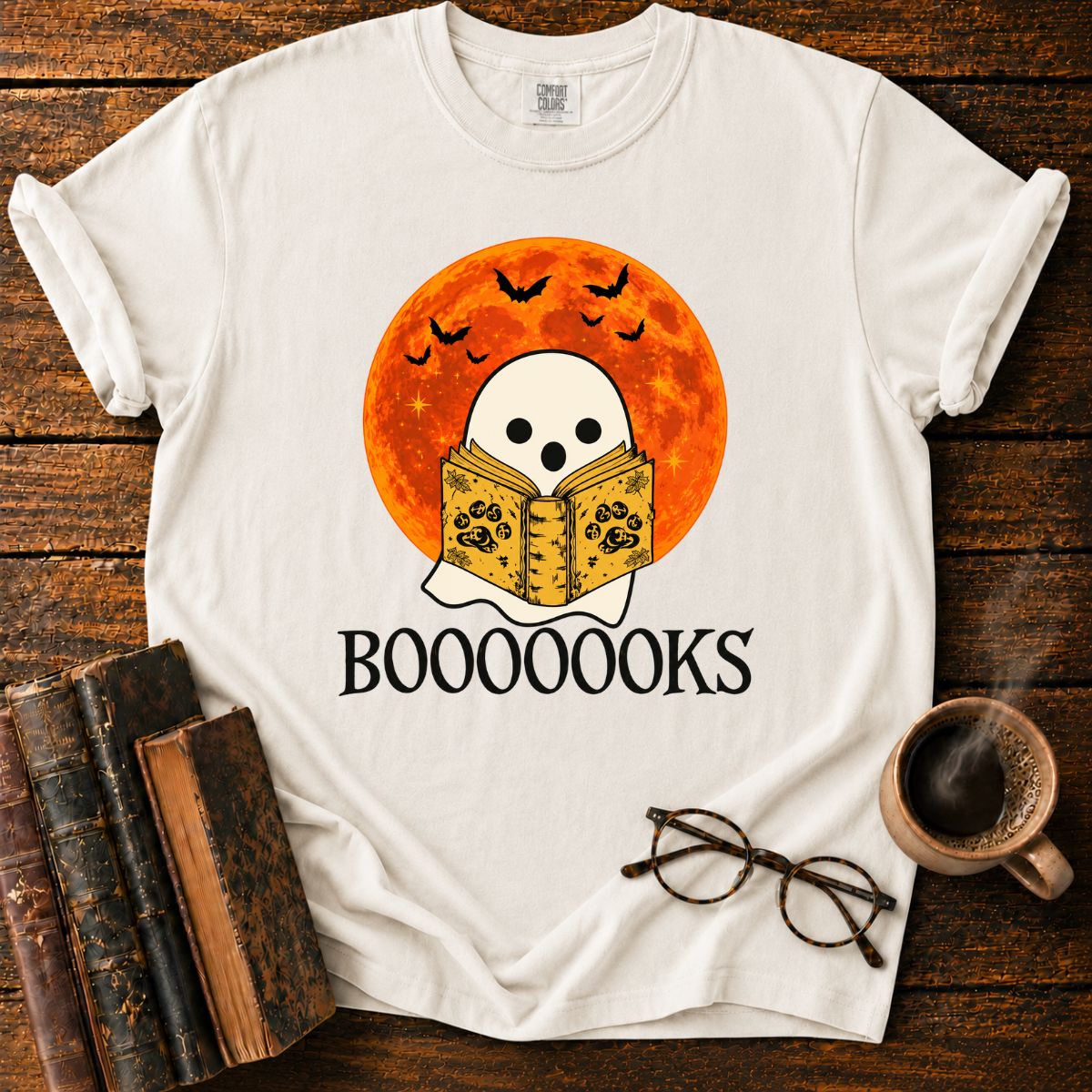 Spooky Ghost and Grimoire Moon T-Shirt