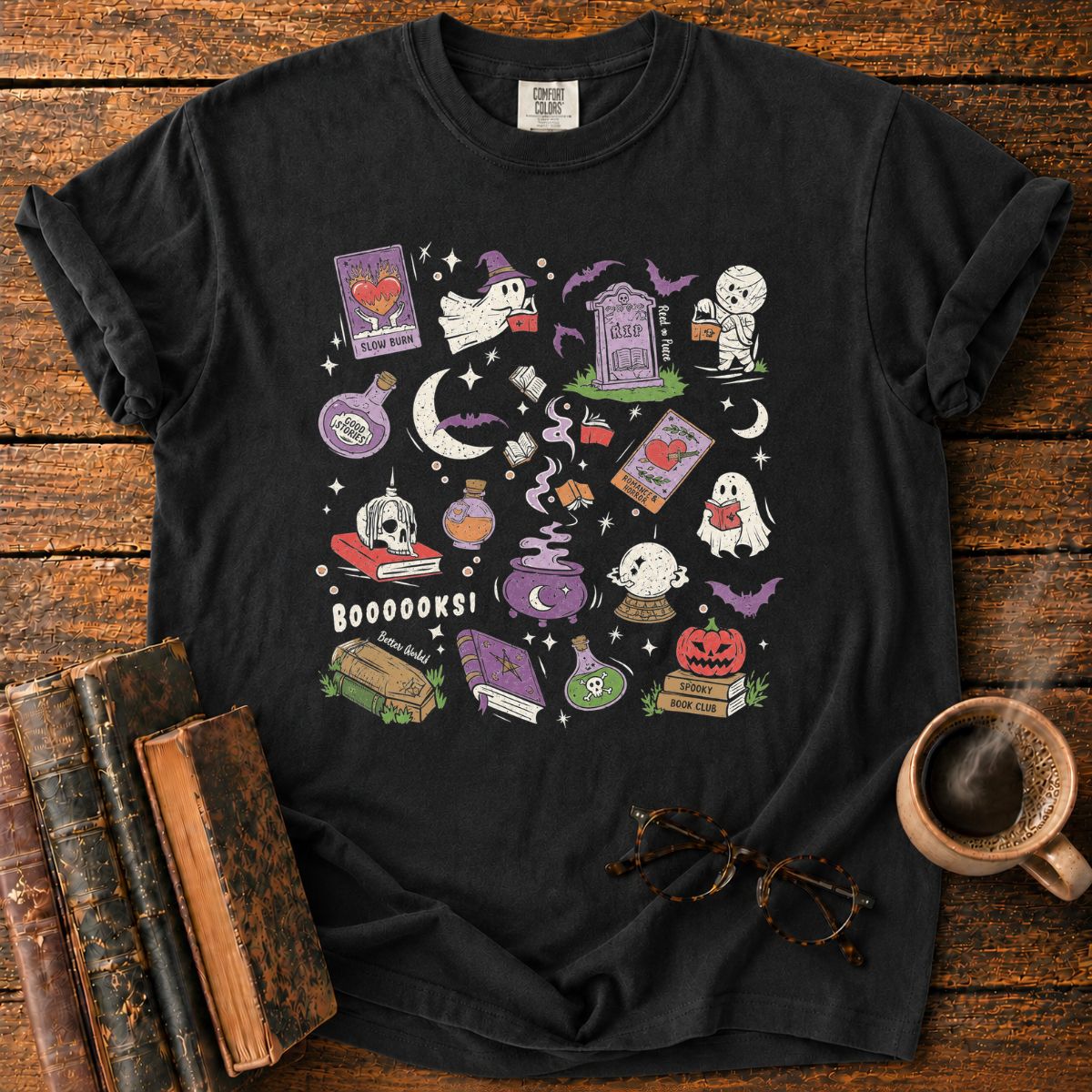 Spooky Bookish Halloween Doodle T-Shirt