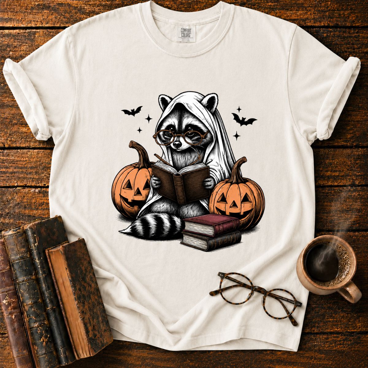 Raccoon’s Halloween Reading T-Shirt