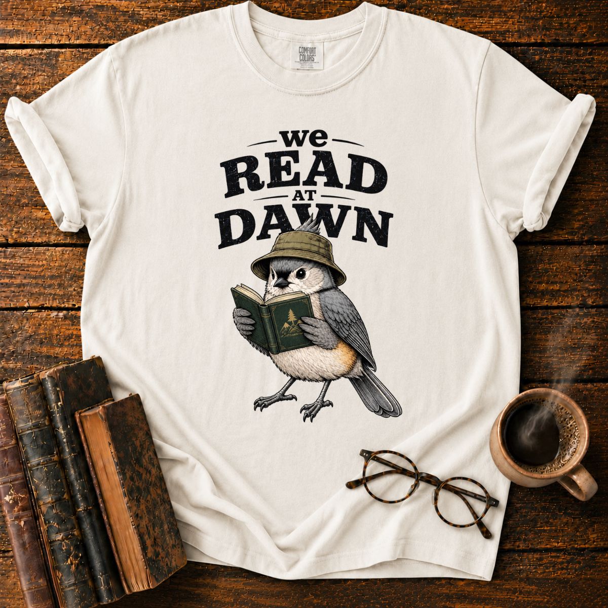 Vintage Bird Reading at Dawn T-Shirt