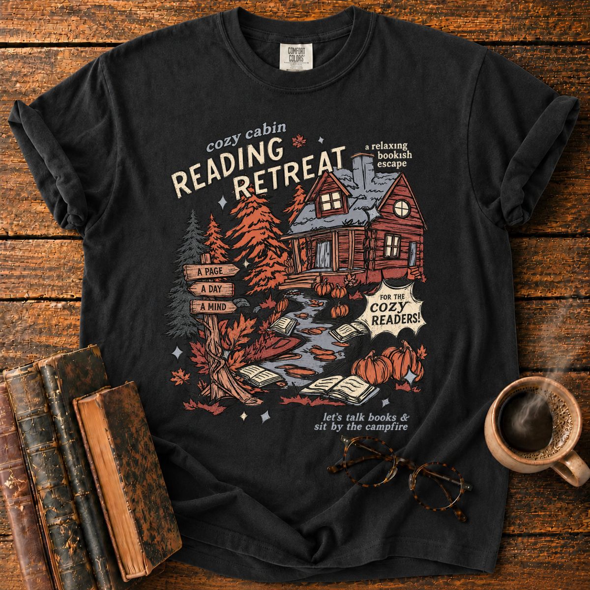 Cozy Cabin Reading Retreat T-Shirt