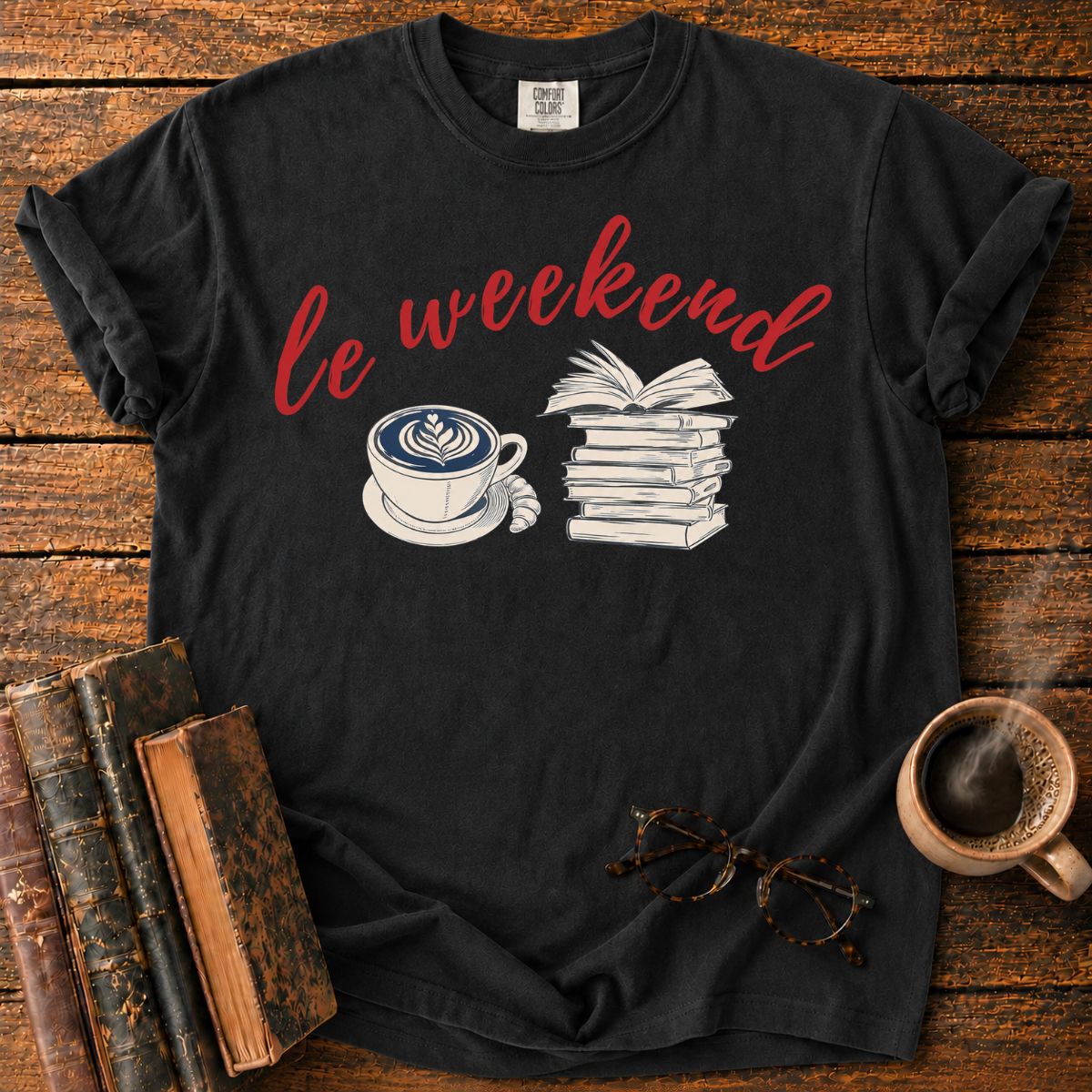 Le Weekend Coffee and Books T-Shirt
