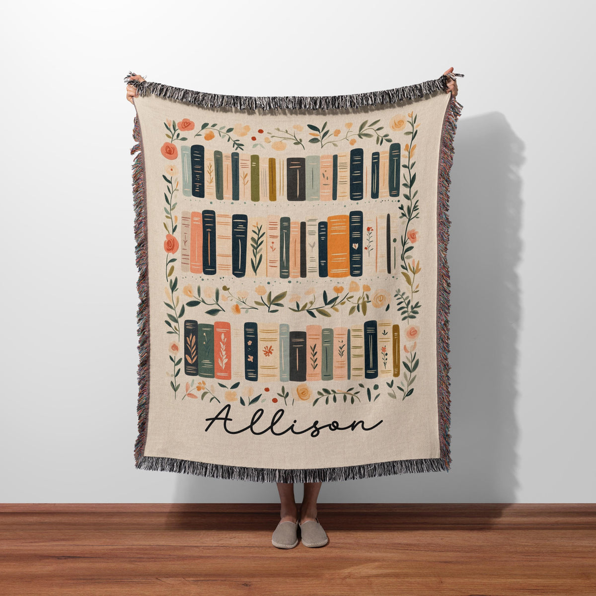 Personalized Name Bookshelf Blanket