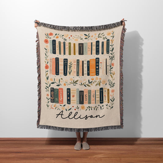Personalized Name Bookshelf Blanket