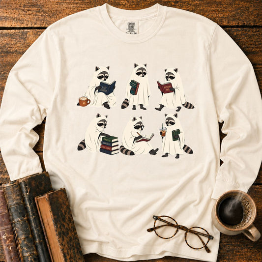 Ghostly Raccoons’ Cozy Book Club LS T-Shirt
