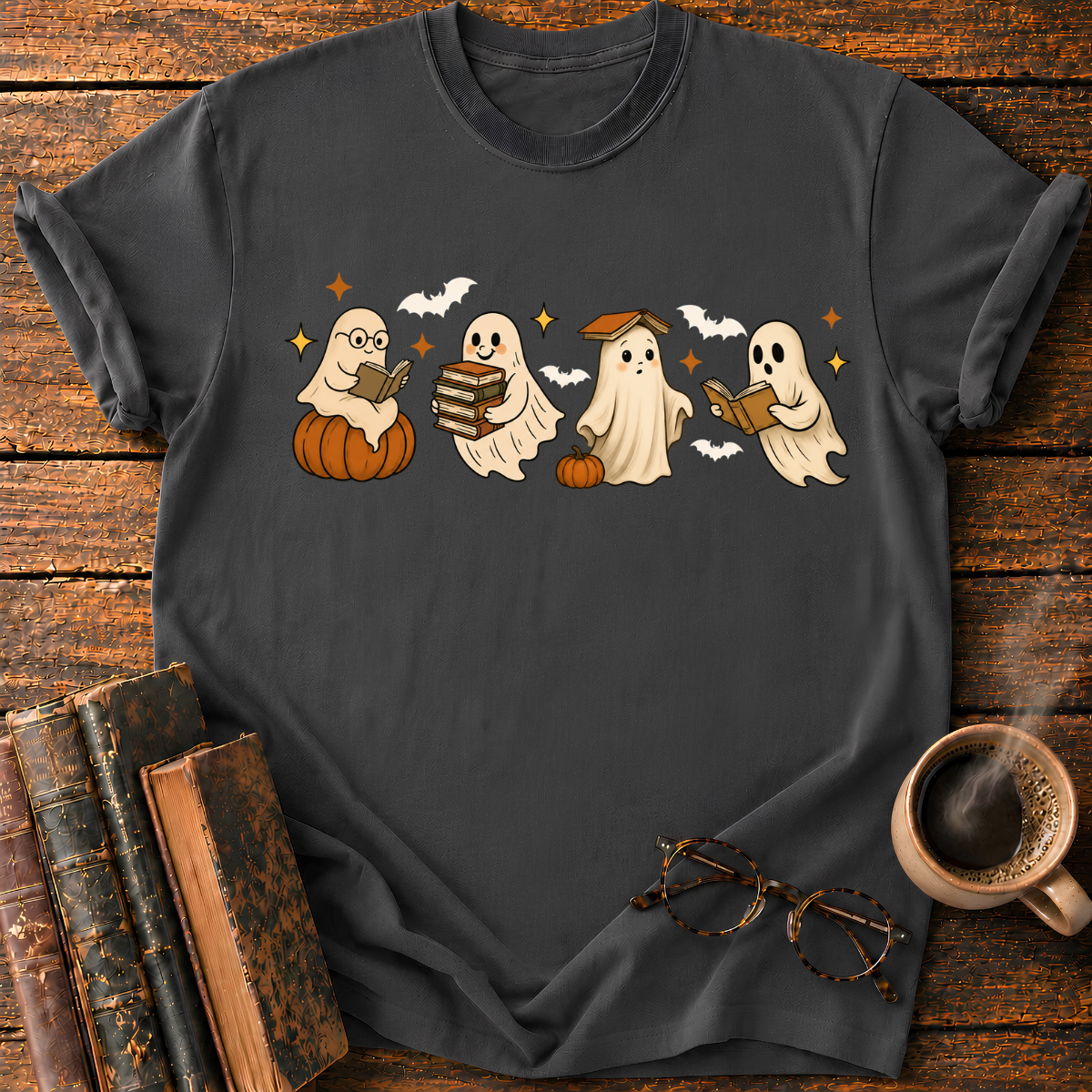 Ghosts Reading Books T-Shirt