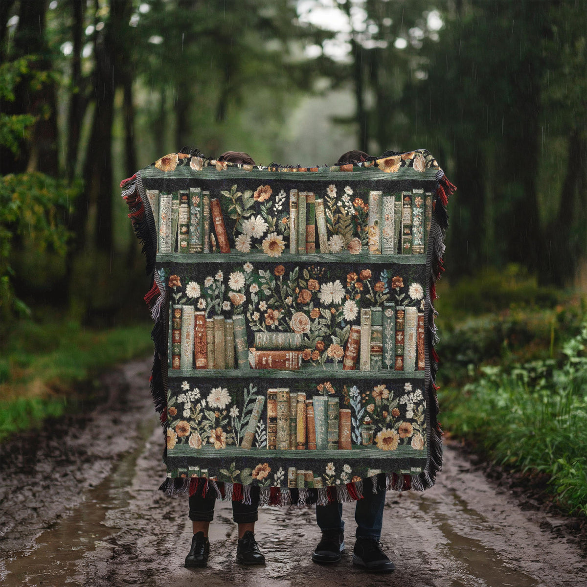 Wildflower Bookshelf Woven Blanket