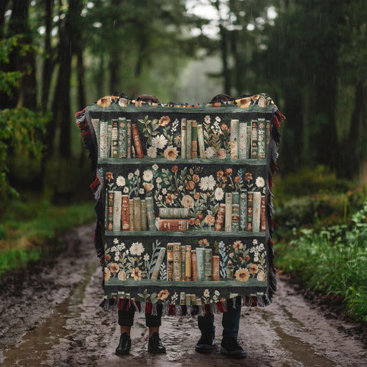 Wildflower Bookshelf Woven Blanket