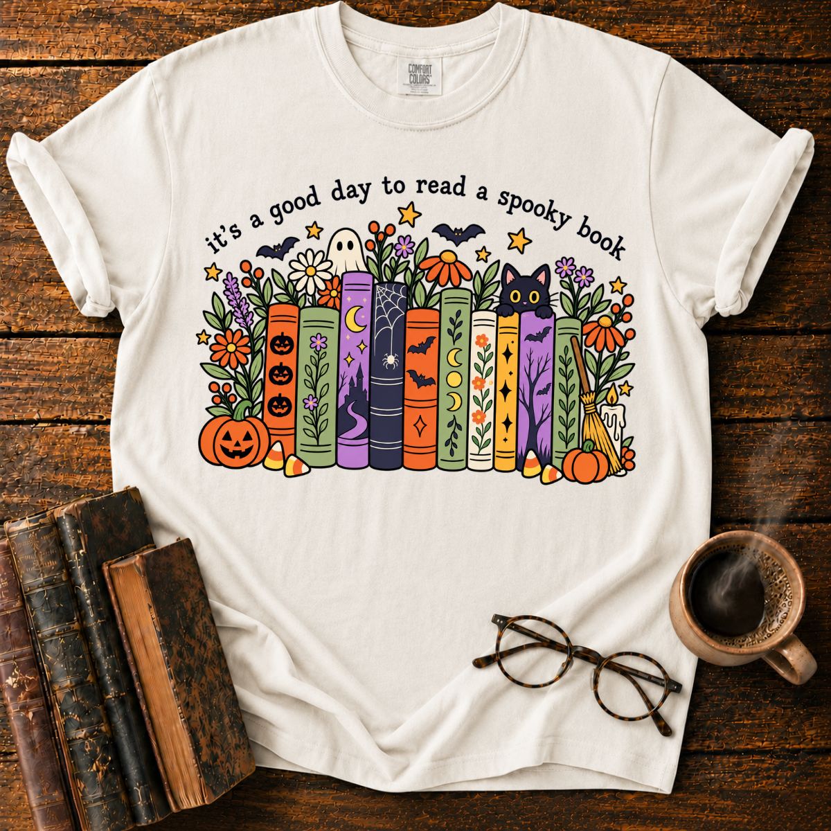 A Cozy Day to Read Spooky Books T-Shirt