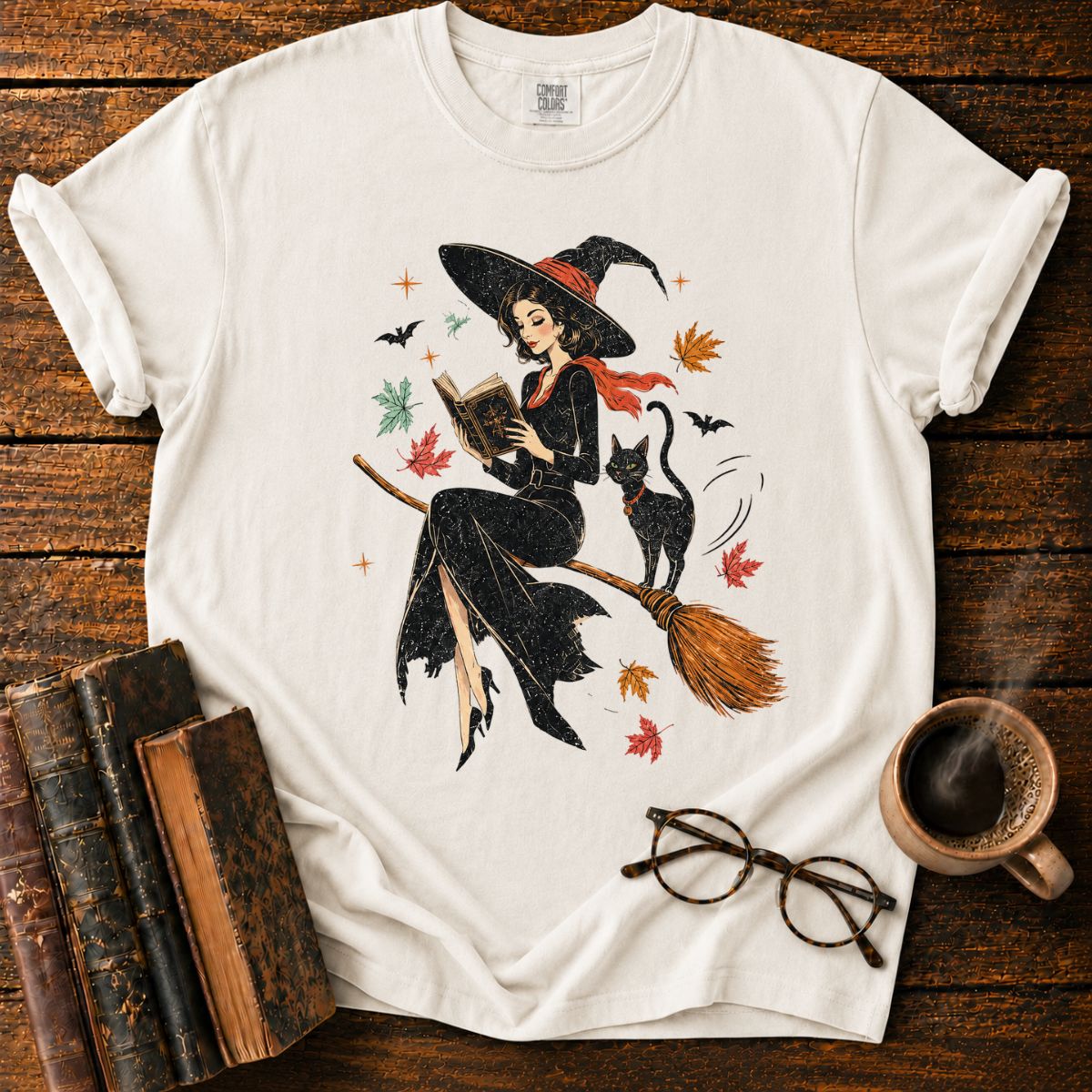 Witch Reading on a Broomstick T-Shirt