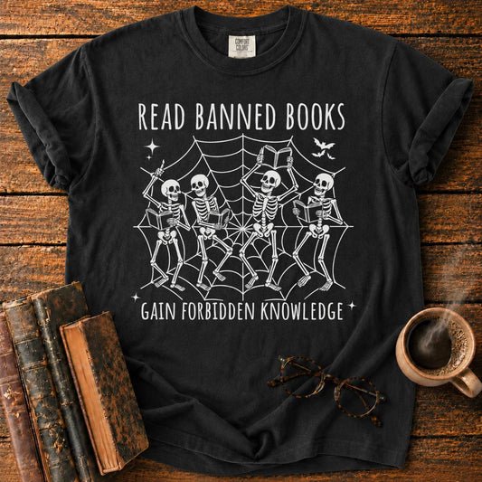 Dancing Skeletons Reading Banned Books T-Shirt