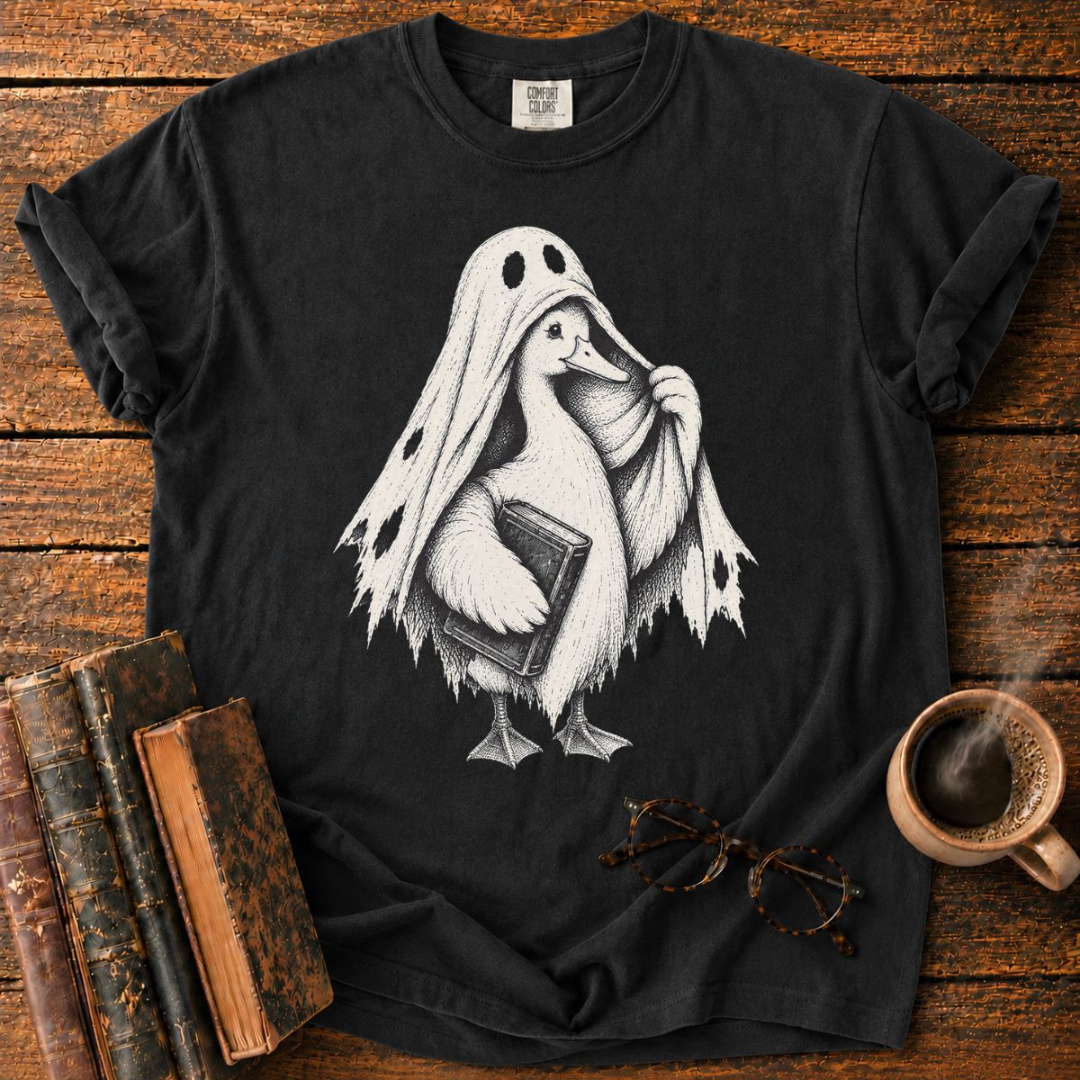Ghostly Goose with a Book T-Shirt