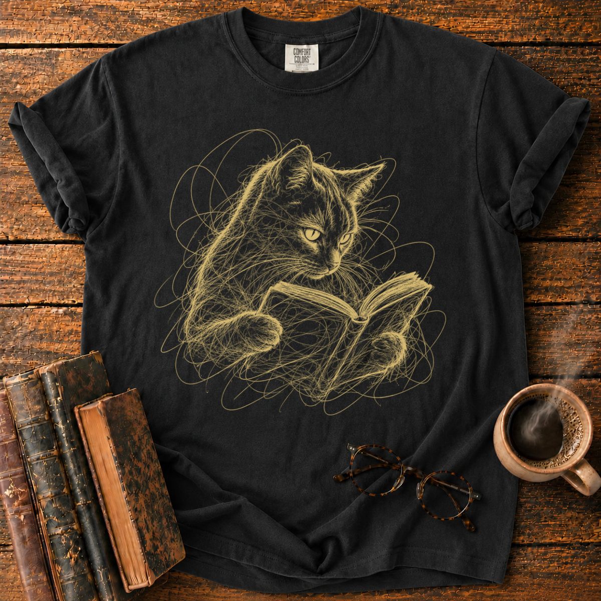 Bookish Cat T-Shirt T-Shirt