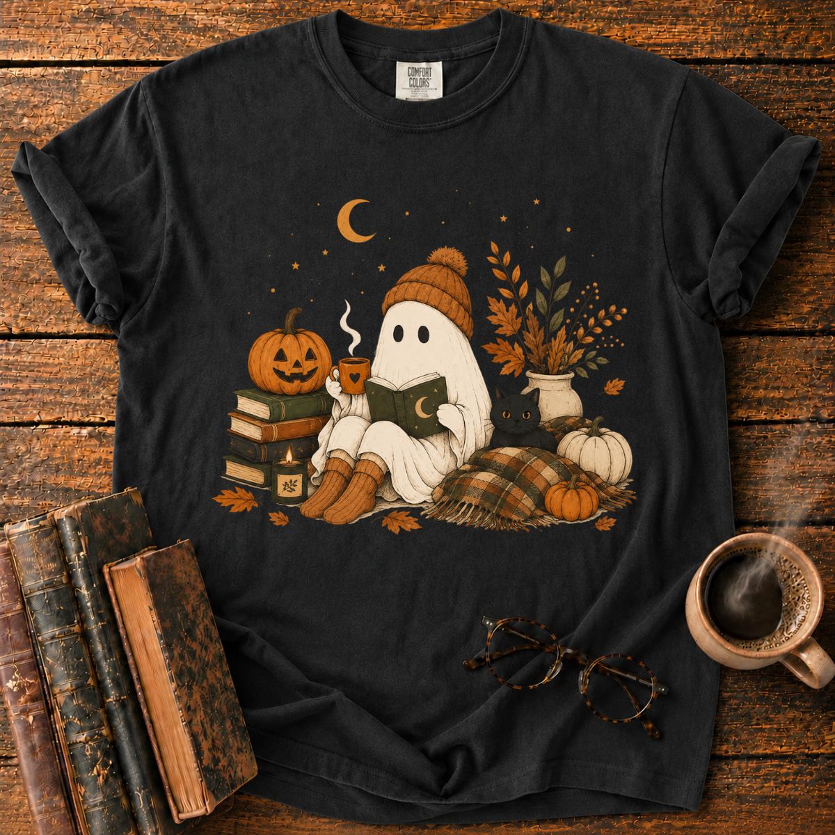 Ghost’s Autumn Reading Book T-Shirt