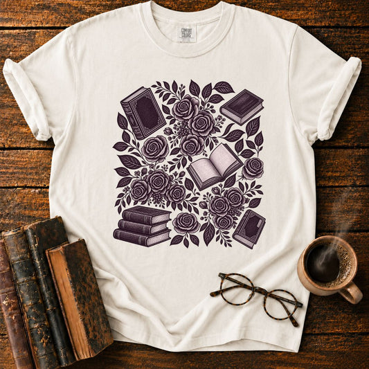 Inkbound Roses and Vintage Books T-Shirt