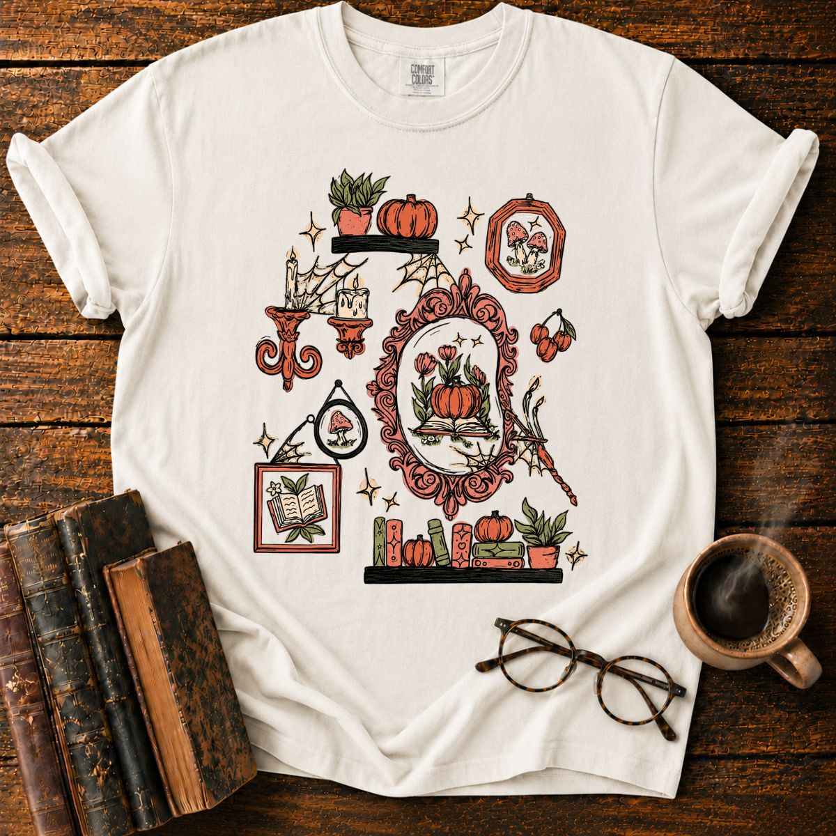 Witchy Garden Library Collage T-Shirt
