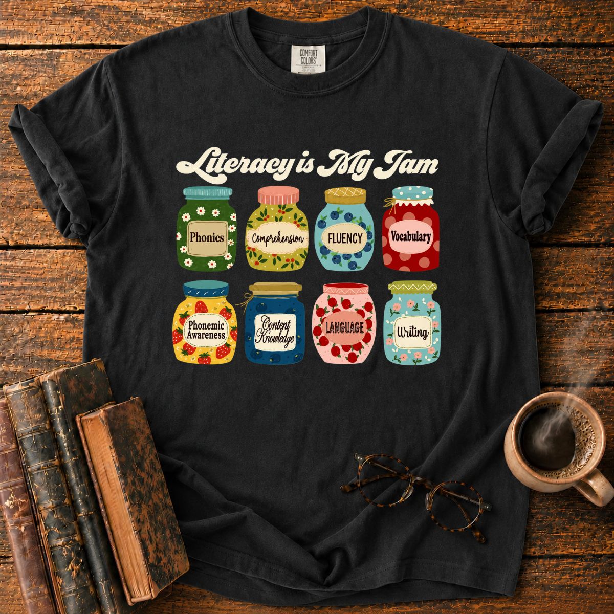 Literacy Is My Jam Jar Collection T-Shirt