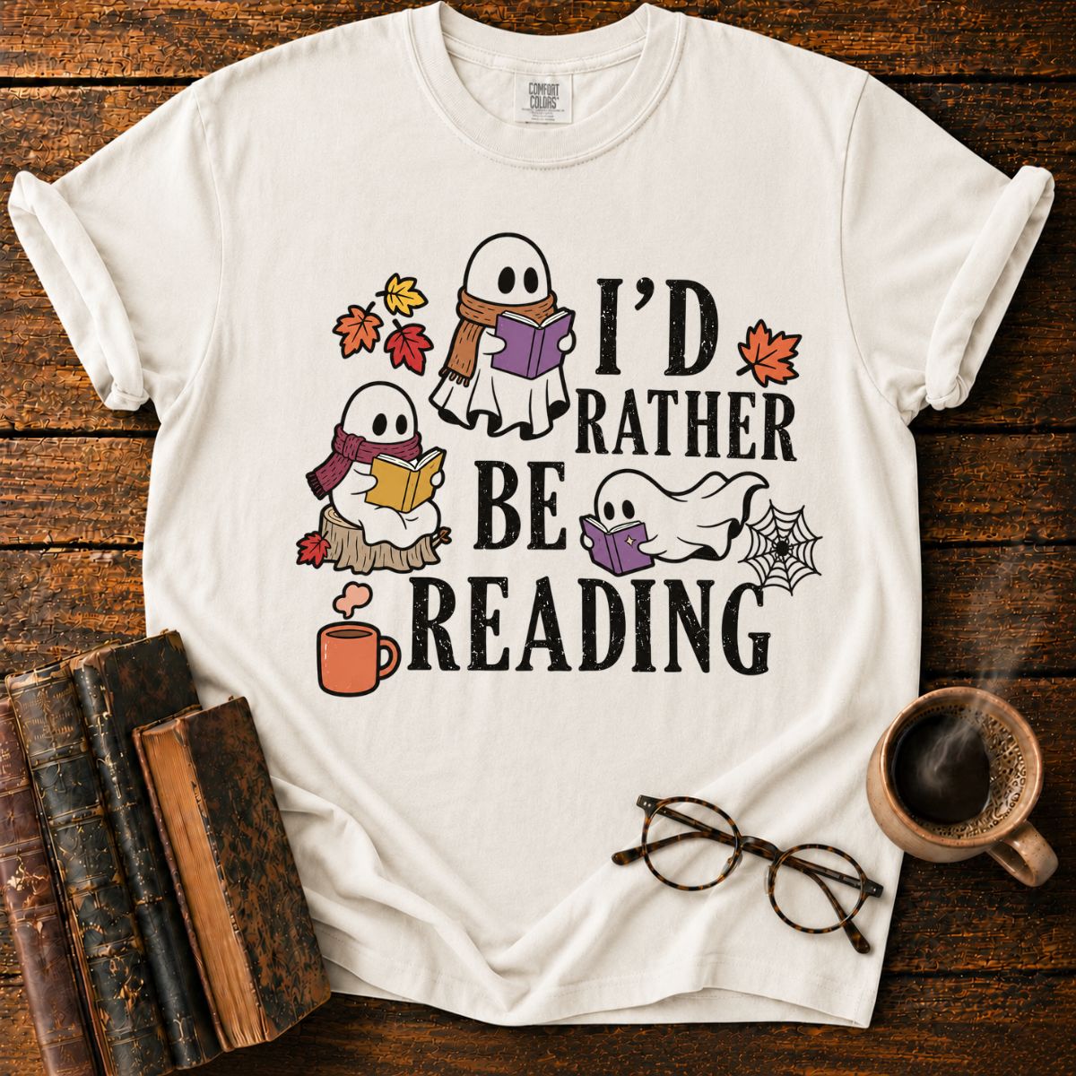 Cozy Halloween Ghosts Reading T-Shirt