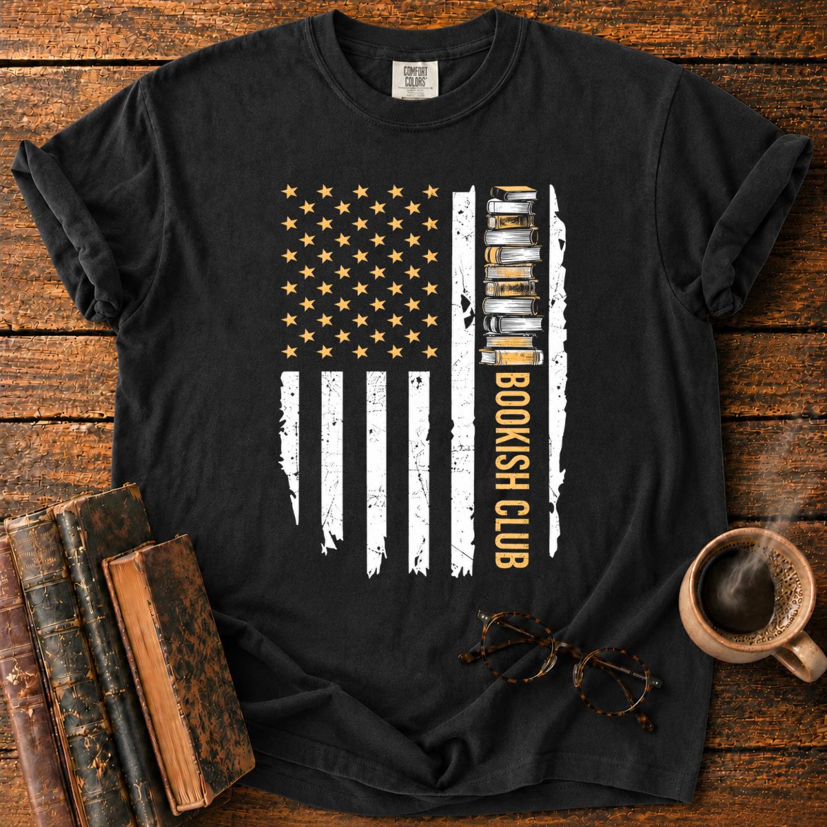 Distressed American Book Club Flag T-Shirt