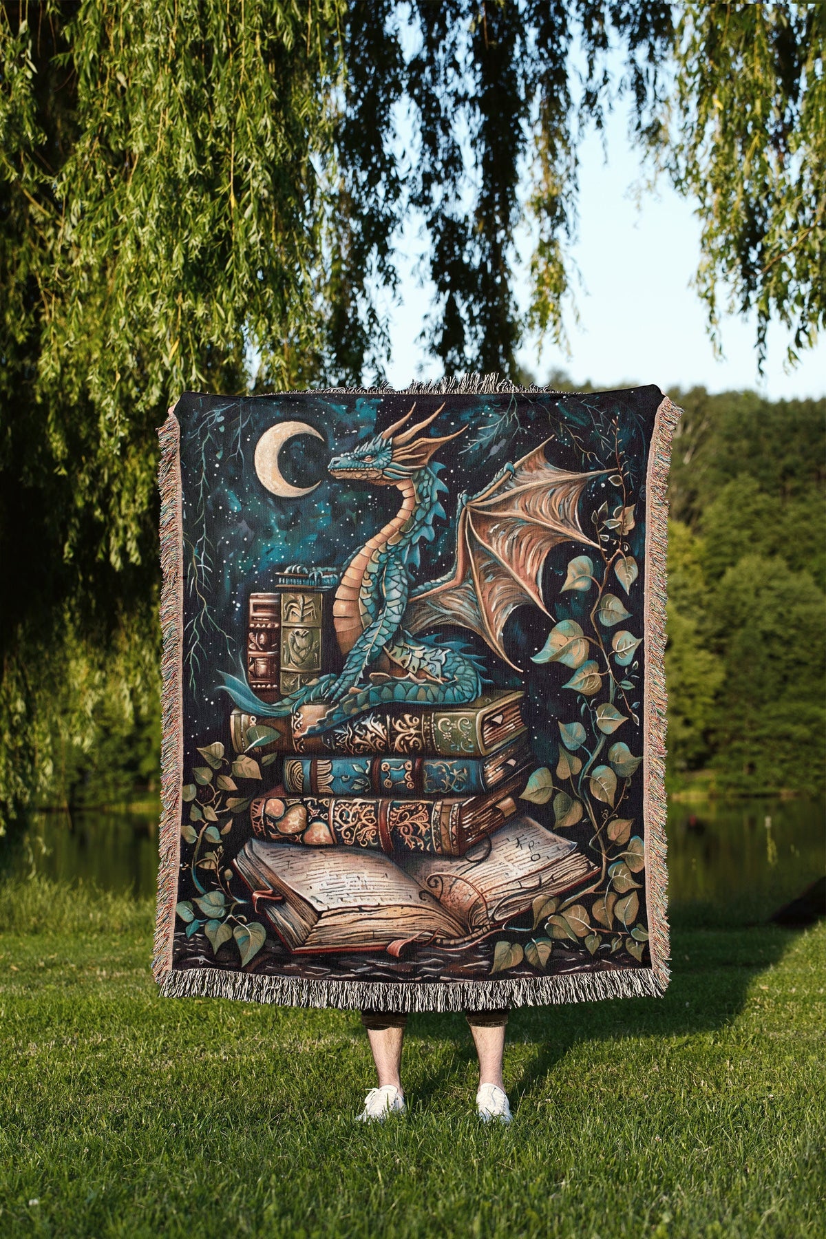 Crescent Moon Dragon Books Blanket