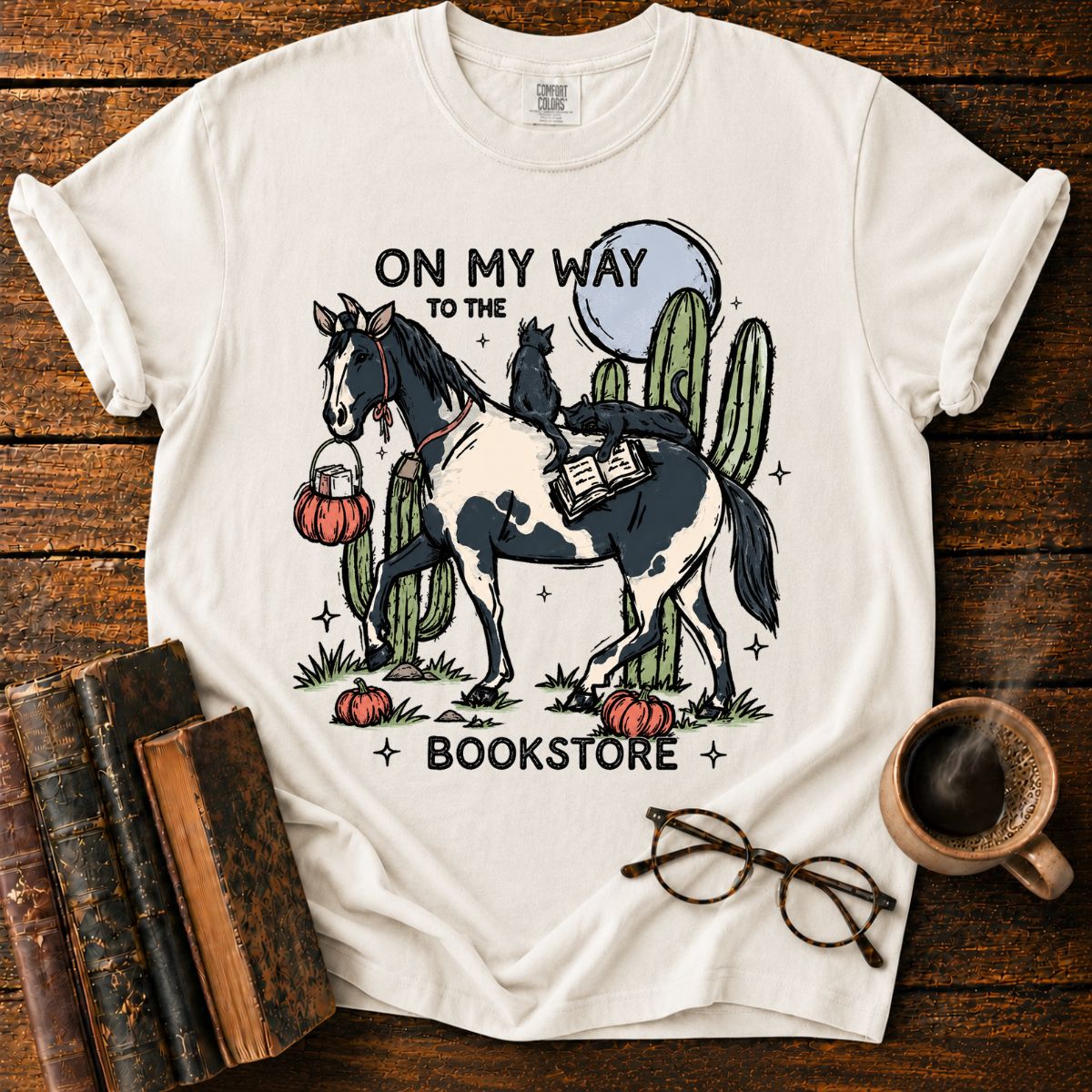 Horse/Cats To the Bookstore T-Shirt