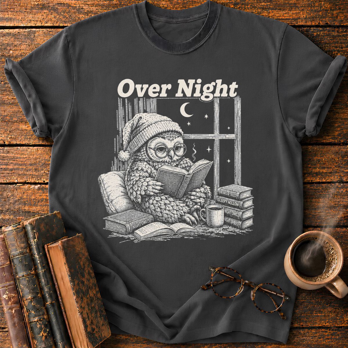 Cozy Night Owl Reading A Book T-Shirt