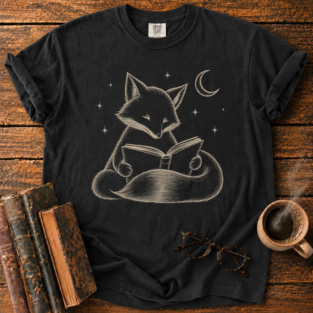 Fox Reading Under the Stars T-Shirt