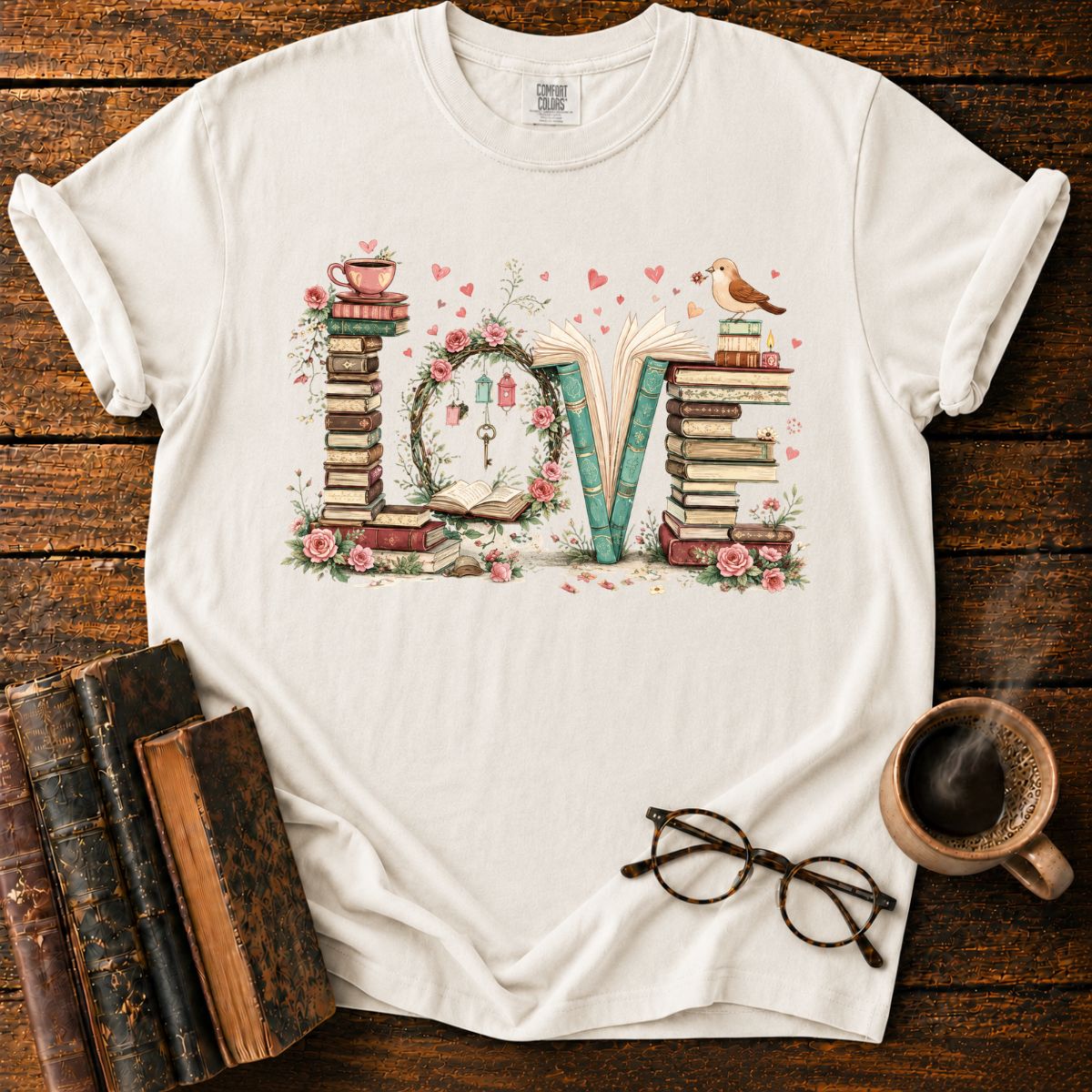 Floral Bookish LOVE Arrangement T-Shirt