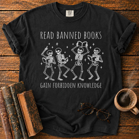 Funny Skeleton Read Banned Books T-Shirt