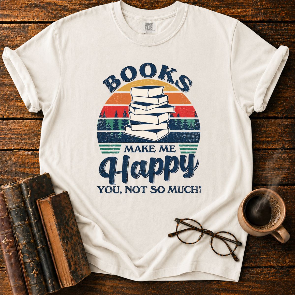 Retro Books Make Me Happy T-Shirt