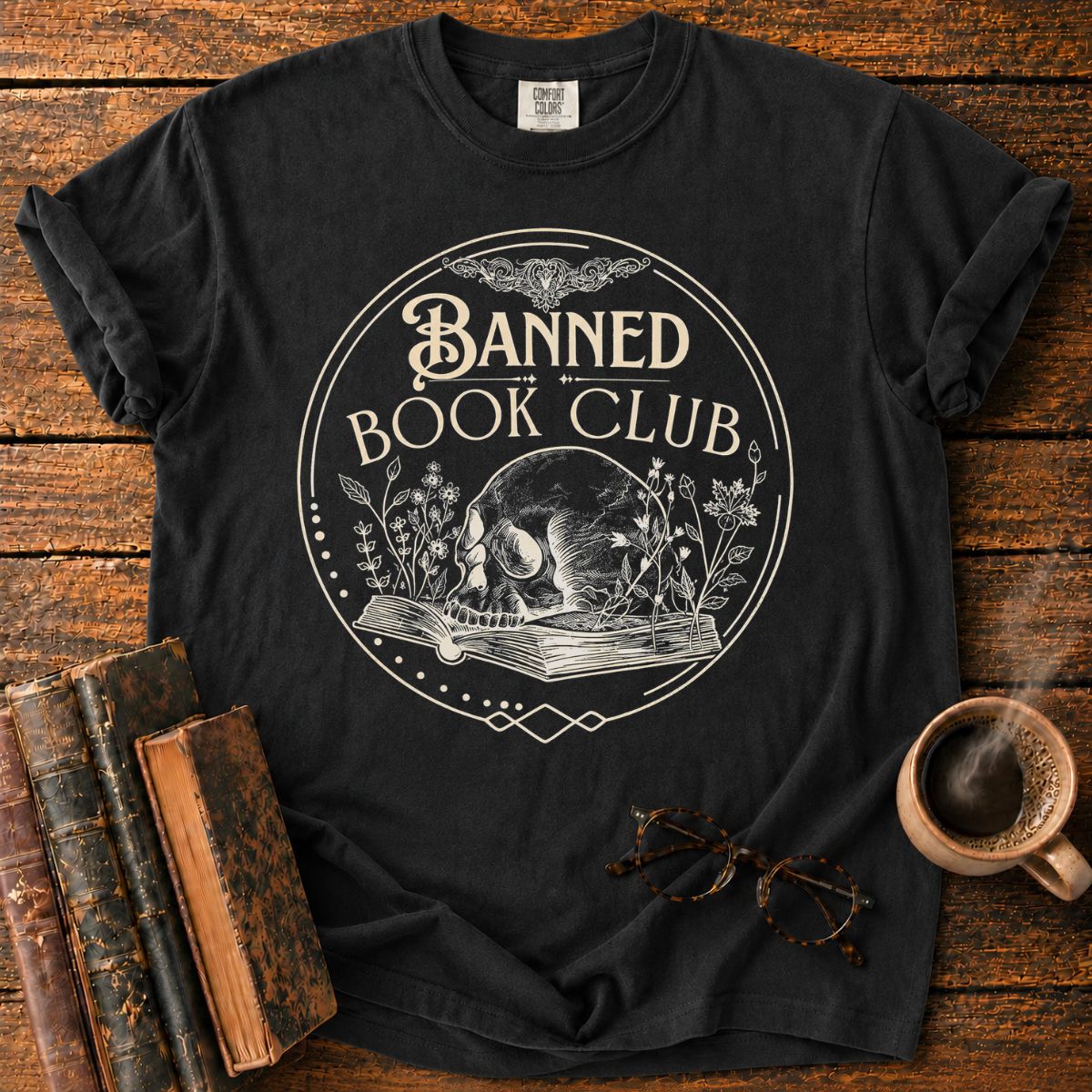 Banned Book Club Skull Emblem T-Shirt