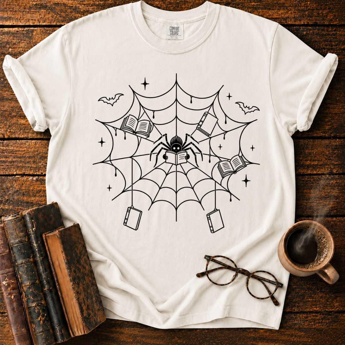 Spooky Spider Library T-Shirt