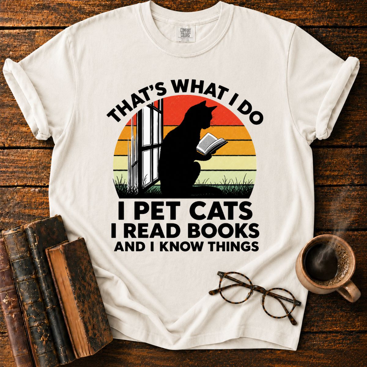 I Pet Cats I Read Books T-Shirt