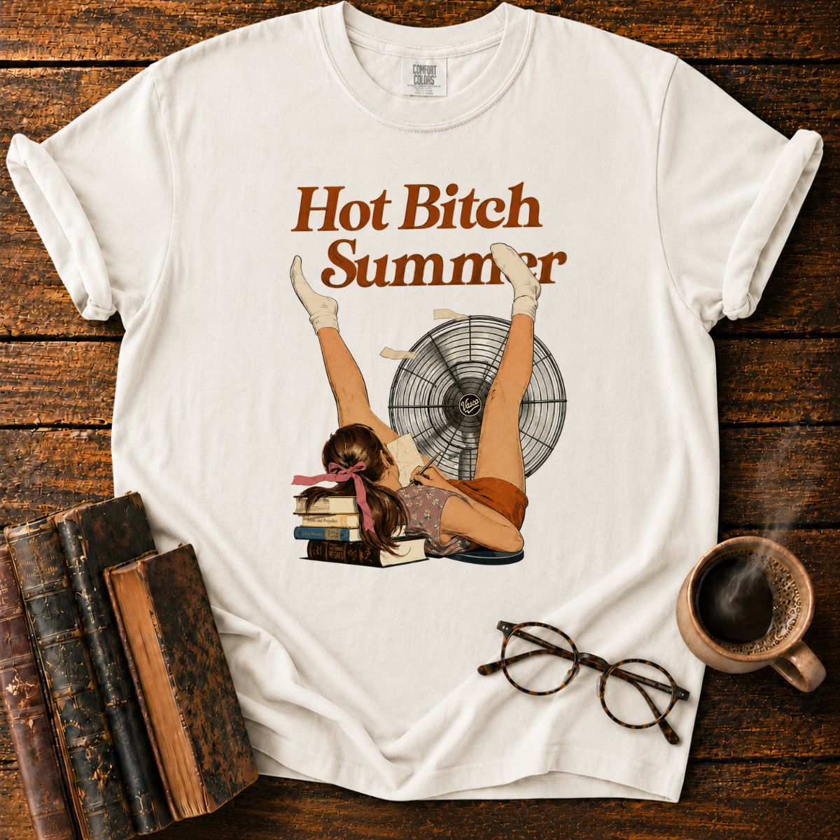 Retro Summer Reading by the Fan T-Shirt