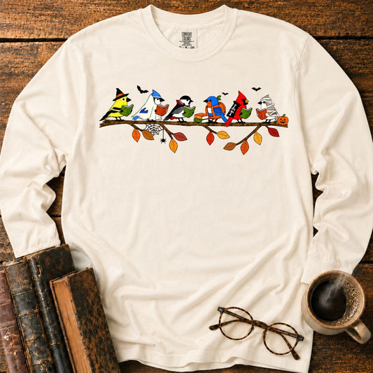 Halloween Birds Reading LS T-Shirt