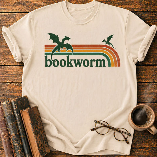Retro Dragon Bookworm Emblem T-Shirt