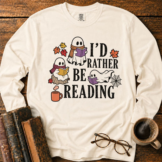 Cozy Halloween Ghosts Reading LS T-Shirt