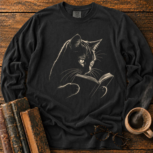 Bookish Cat Reading Long Sleeve T-Shirt
