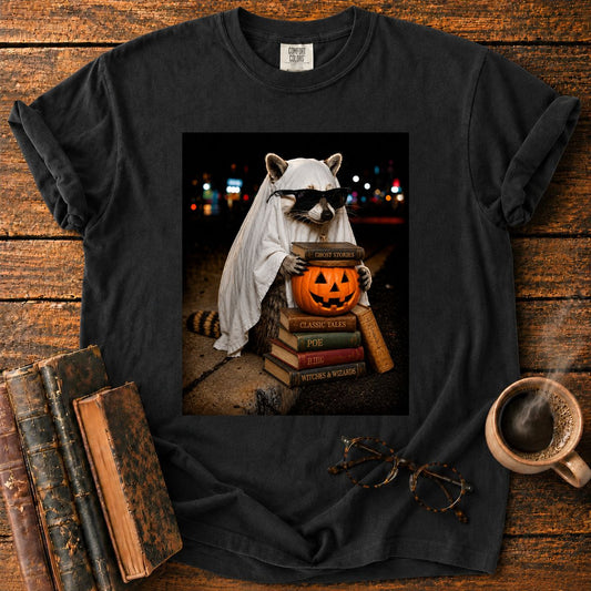 Raccoon Ghost Among Halloween Books T-Shirt