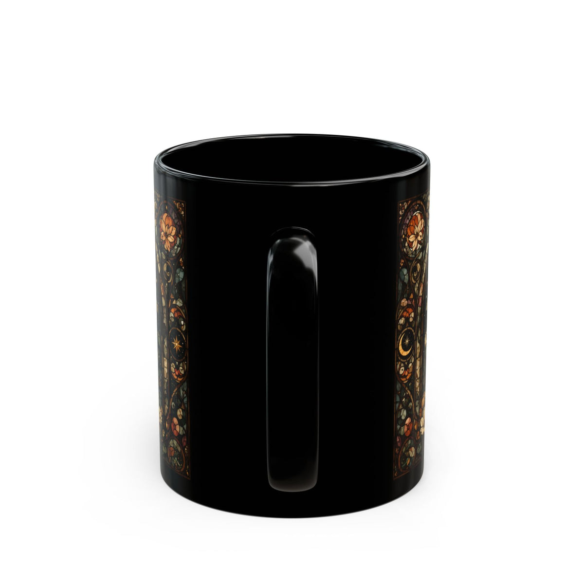 Dark Academia Bookshelf Stained Glass Mug
