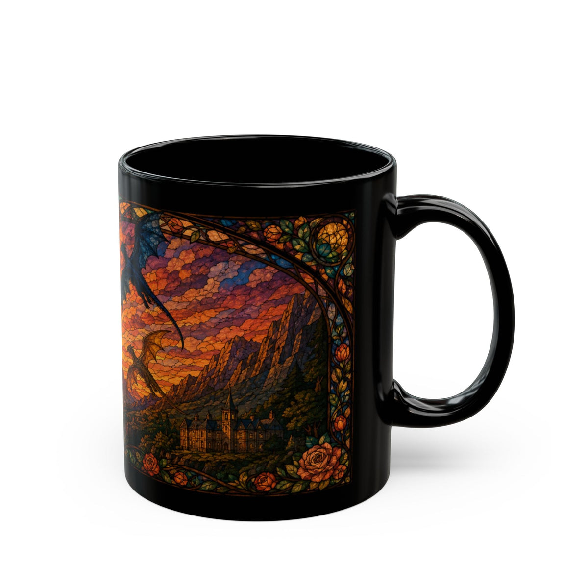 Golden Hour Dragon Stained Glass Mug